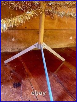 Rare 6' Gold aluminum midcentury modern Christmas tree stainless tinsel Xmas