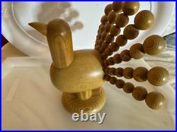 Rare Aarikka Finland Wooden Peacock Bird Mid Century Modern Sculpture Decoration