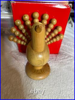 Rare Aarikka Finland Wooden Peacock Bird Mid Century Modern Sculpture Decoration