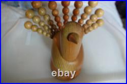 Rare Aarikka Finland Wooden Peacock Bird Mid Century Modern Sculpture Decoration