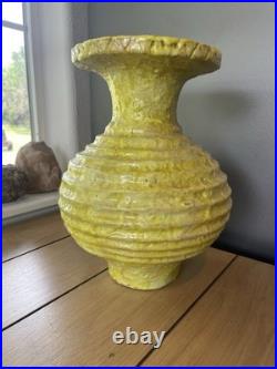 Rare Antique Signed Mid Century Modern MCM Raymor Pottery Vase Italy Yellow