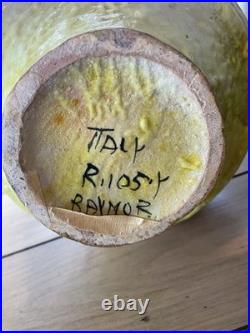 Rare Antique Signed Mid Century Modern MCM Raymor Pottery Vase Italy Yellow