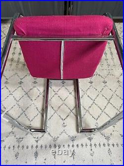 Rare Art Deco Mid Century Modern Postmodern Chair Tubular Metal Chrome & Wool