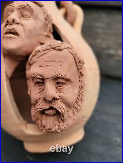 Rare Art Studio Pottery Teracotta Face Pottery Vase 6.5