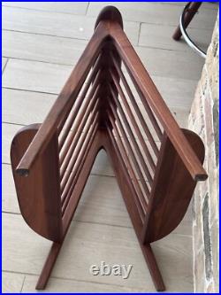 Rare Arthur Umanoff Teak Wood Mid Century Danish Modern Compass Magazine Rack Rare Arthur Umanoff Teak Wood Mid Century Danish Modern Compass Magazine Rack