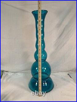 Rare BLENKO 24 Centerpiece 1309 Vase Blue 2009 Floor Vase Handmade In WV