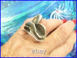 Rare BRUTALIST MID CENTURY MODERN STERLING SILVER 38+ Grams RING SZ 7.50