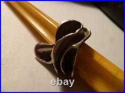 Rare BRUTALIST MID CENTURY MODERN STERLING SILVER 38+ Grams RING SZ 7.50