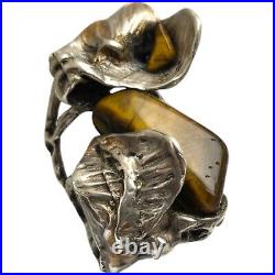 Rare BRUTALIST MID CENTURY MODERN STERLING SILVER TIGERS EYE RING SZ7.75 Rare BRUTALIST MID CENTURY MODERN STERLING SILVER TIGERS EYE RING SZ7.75