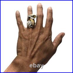 Rare BRUTALIST MID CENTURY MODERN STERLING SILVER TIGERS EYE RING SZ7.75 Rare BRUTALIST MID CENTURY MODERN STERLING SILVER TIGERS EYE RING SZ7.75