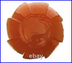 Rare Blenko Handmade Glass 6002-P Variation Pleated Vase in Paw Paw Signed