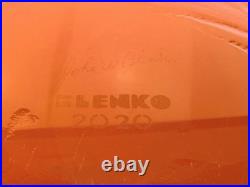 Rare Blenko Handmade Glass 6002-P Variation Pleated Vase in Paw Paw Signed