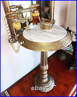 Rare Brass and Marble Floor Table Rotary Dial French Phone Mid Century Modern