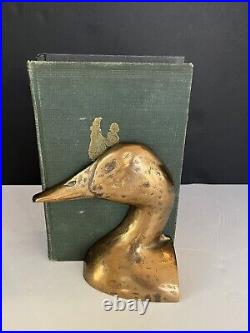 Rare Brass withHammering Duck Head Mallard Bookends Vintage Mid Century Modern MCM