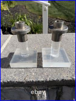 Rare C. 1950's Mid-Century Modern Dorothy Thorpe Lucite Candle Holders