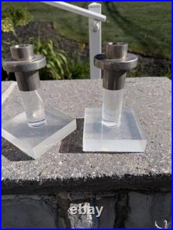 Rare C. 1950's Mid-Century Modern Dorothy Thorpe Lucite Candle Holders