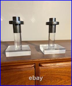 Rare C. 1950's Mid-Century Modern Dorothy Thorpe Lucite Candle Holders