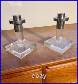 Rare C. 1950's Mid-Century Modern Dorothy Thorpe Lucite Candle Holders
