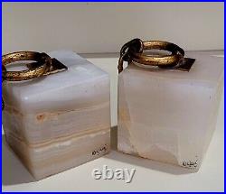 Rare C. C Jere Onyx Gilded Steel Chain Bookends Signed Mid Century modern