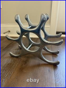 Rare Cast Aluminum Wine Rack Mid Century Modern Michael Noll Style 6 Bottle