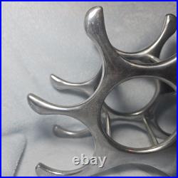 Rare Cast Aluminum Wine Rack Mid Century Modern Michael Noll Style 6 Bottle