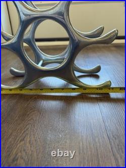 Rare Cast Aluminum Wine Rack Mid Century Modern Michael Noll Style 6 Bottle