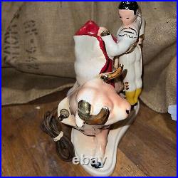 Rare Ceramic figure Matador & Bull fighting TV lamp1950s 12 X 6 base 12 high