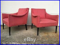 Rare Chairs Pair Vtg Mid Century Modern Danish Selig Style Cool Club Cube