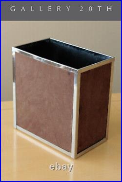 Rare & Cool! MCM Italian Suede Chrome Wastebasket! 1970's After Panton Vtg Rare & Cool! MCM Italian Suede Chrome Wastebasket! 1970's After Panton Vtg