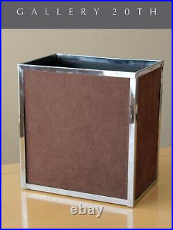 Rare & Cool! MCM Italian Suede Chrome Wastebasket! 1970's After Panton Vtg Rare & Cool! MCM Italian Suede Chrome Wastebasket! 1970's After Panton Vtg
