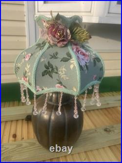 Rare Copper Melon Electric Lamp Handmade Floral Shade Mid Century Modern NICE
