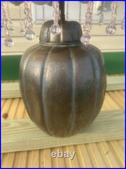 Rare Copper Melon Electric Lamp Handmade Floral Shade Mid Century Modern NICE