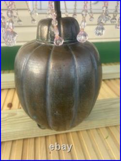 Rare Copper Melon Electric Lamp Handmade Floral Shade Mid Century Modern NICE