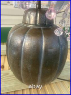 Rare Copper Melon Electric Lamp Handmade Floral Shade Mid Century Modern NICE