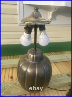 Rare Copper Melon Electric Lamp Handmade Floral Shade Mid Century Modern NICE