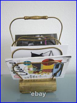 Rare & Decorative MODERNIST Mid Century Modern MAGAZINE RACK / HOLDER Brass 1950