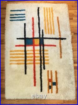 Rare EGE TAEPPER Rya Mondrian Rug Mid Century Modern Flokati Danish Modern Large