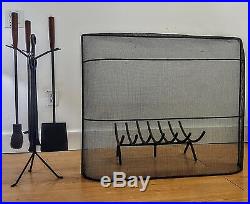 Rare Early George Nelson Fireplace set, Tools, Screen, and Log Holder. C, 1951
