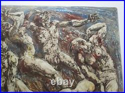Rare Emil Kosa Jr Painting MID Century Modern Abstract Cubism Nudes Large Nude