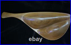 Rare Emil Milan Mid-Century Modern Sculpted Divided Bowl Walnut withHandle 19