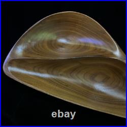 Rare Emil Milan Mid-Century Modern Sculpted Divided Bowl Walnut withHandle 19