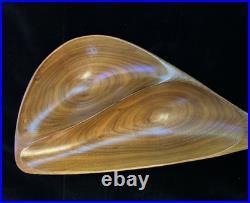 Rare Emil Milan Mid-Century Modern Sculpted Divided Bowl Walnut withHandle 19
