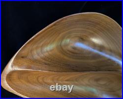 Rare Emil Milan Mid-Century Modern Sculpted Divided Bowl Walnut withHandle 19
