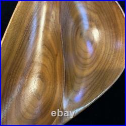 Rare Emil Milan Mid-Century Modern Sculpted Divided Bowl Walnut withHandle 19