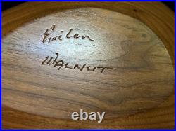 Rare Emil Milan Mid-Century Modern Sculpted Divided Bowl Walnut withHandle 19