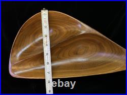 Rare Emil Milan Mid-Century Modern Sculpted Divided Bowl Walnut withHandle 19