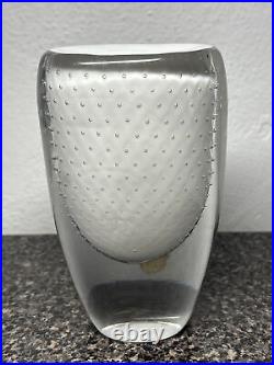 Rare Ernest Gordon Afors GH346 Sweden Signed Bubble Sommerso Glass Vase White