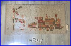 Rare Evelyn Ackerman Rug Tapestry MID Century Modern Train Whimsical