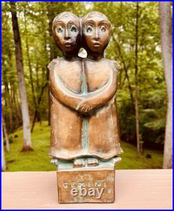 Rare FRED PRESS GEMINI ZODIAC Bronzed Metal Sculpture Mid Century Modern