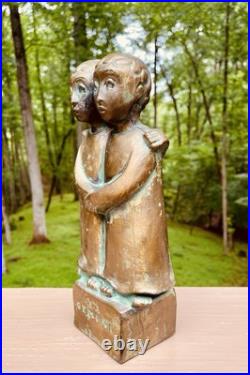 Rare FRED PRESS GEMINI ZODIAC Bronzed Metal Sculpture Mid Century Modern